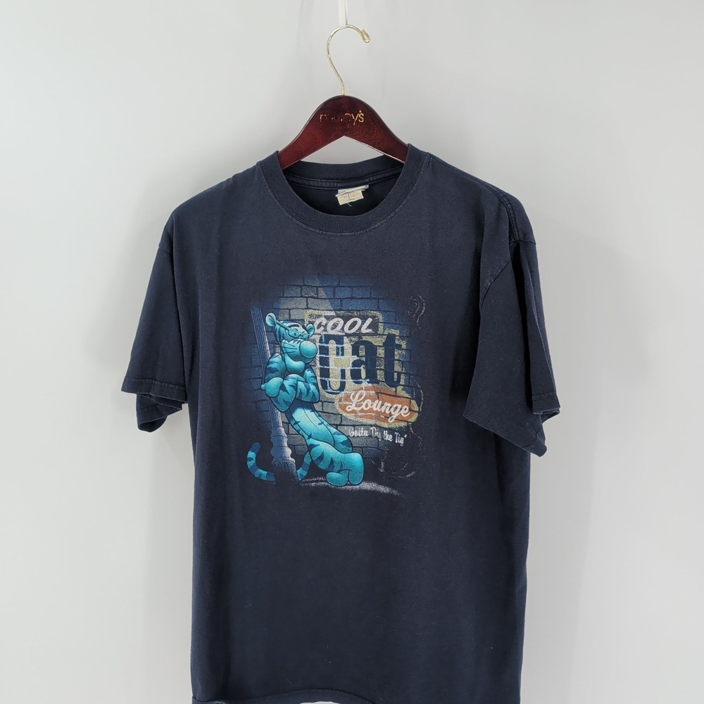 Vtg 90's Disney Store Cool Cat Lounge Gotta Dig The Tig Graphic T-Shirt Blue‎ L